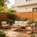 ModernLuxe 4/5-teiliges Akazienholz-Terrassenmöbel-Sofa-Set, Outdoor-Sitzgruppe mit Couchtisch für Veranda/Garten/Balkon