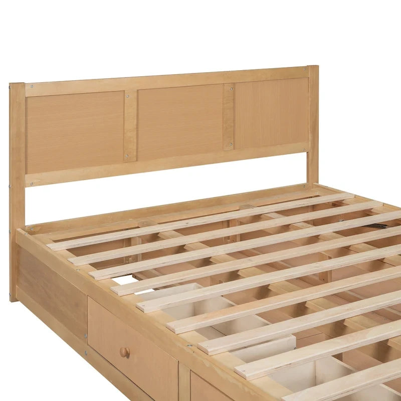 Holz-Plattformbett mit Stauraum und 2 Schubladen