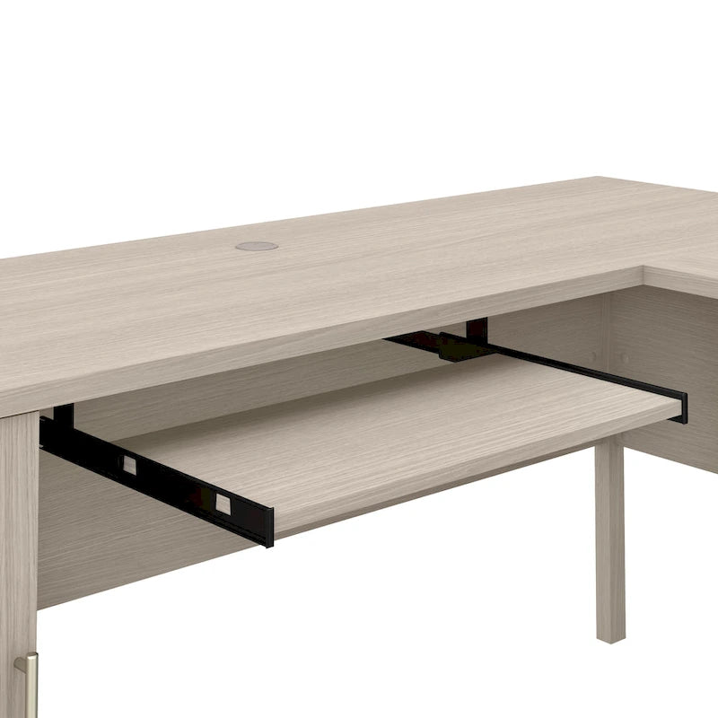 Bush Furniture Somerset 60 Zoll breiter L-förmiger Schreibtisch mit Aufsatzregal und Stauraum