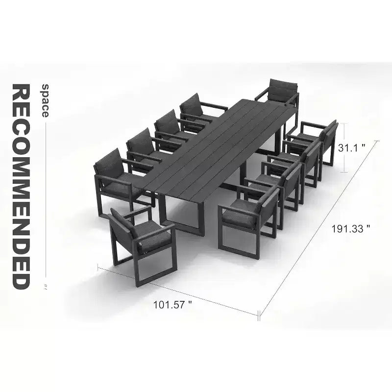 PURPLE LEAF luxuriöses Outdoor-Essgruppe aus Aluminium mit Tisch und Stühlen sowie abnehmbaren, dicken Sitzkissen
