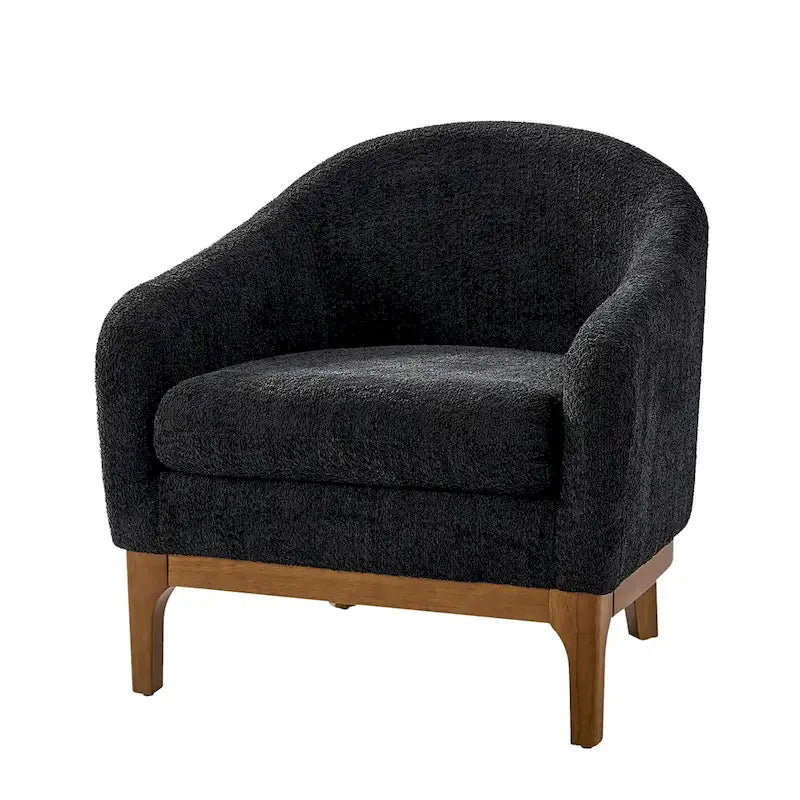 Augus Moderner Bouclé-Akzent-Tonsessel mit Beinen aus Massivholz von HULALA HOME