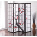Roundhill Furniture Japanischer 4-Panel Raumteiler, Pflaumenblüte