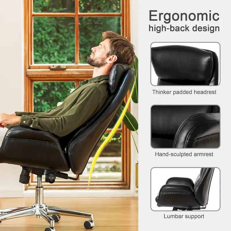 Glitzhome 48-Zoll Mid-Century verstellbarer Drehstuhl aus Kunstleder fürs Büro