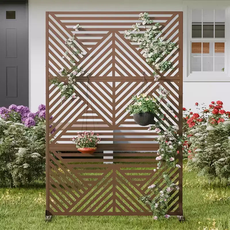 MAYEERTY Sichtschutz aus verzinktem Stahl für den Innen- und Außenbereich, freistehender dekorativer Raumteiler für Balkon und Garten, 1 Stück