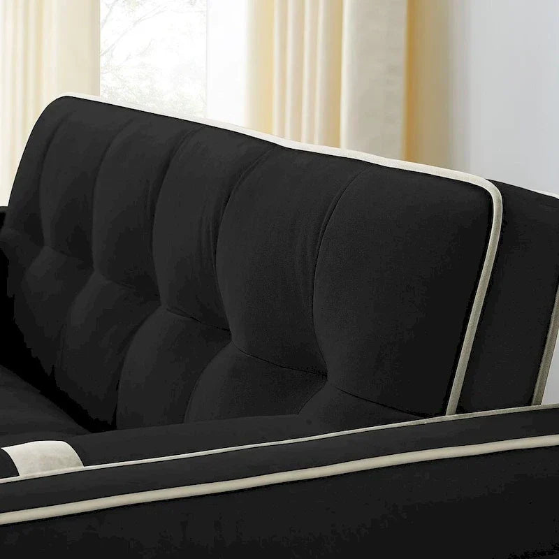 Multifunktionales Samt-Schlafsofa mit Ausziehfunktion, verstellbarer Rückenlehne und Kissen – k. A.
