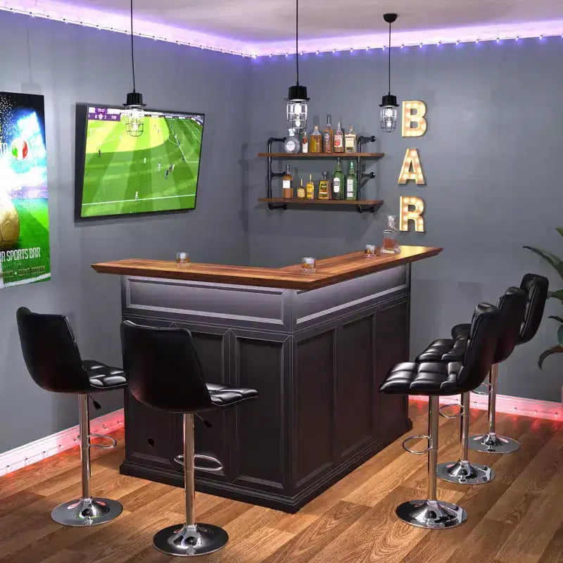 GDLF L-förmige Hausbar mit Kühlschrankfach, moderner übergroßer Bartresen für den Keller