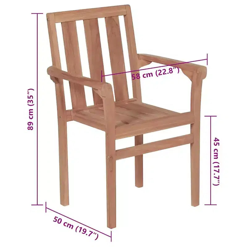 vidaXL 8er-Set stapelbare Gartenstühle aus Teakholz mit grauen Auflagen – Langlebige Garten-/Außenmöbel