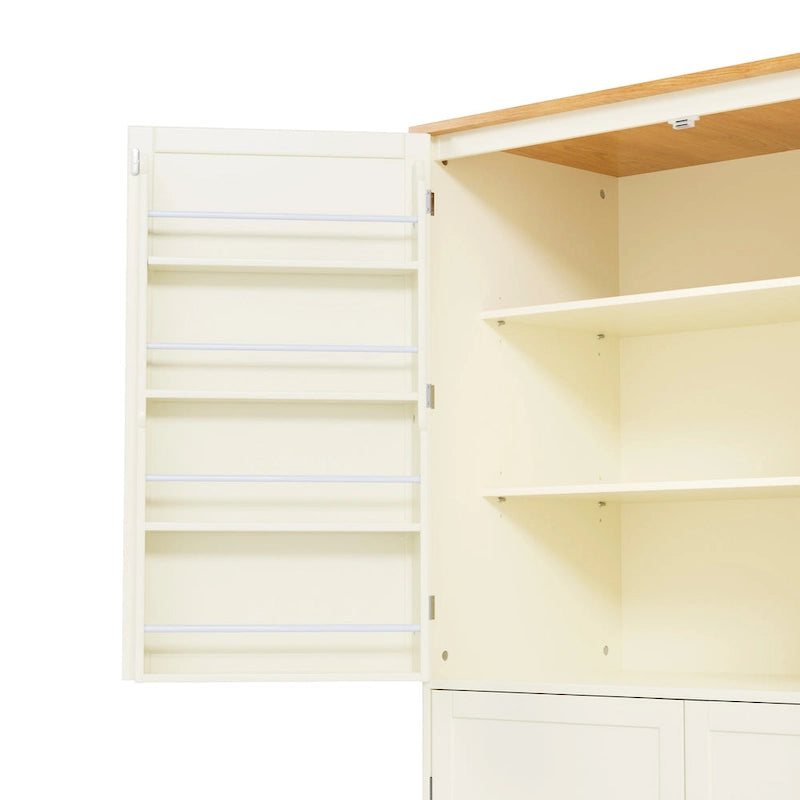 40,2x20x71,3 Hoher freistehender Küchenvorratsschrank Großer Schrank Aufbewahrungsschrank mit 2 Schubladen 2 verstellbaren Einlegeböden 8 Türfächern