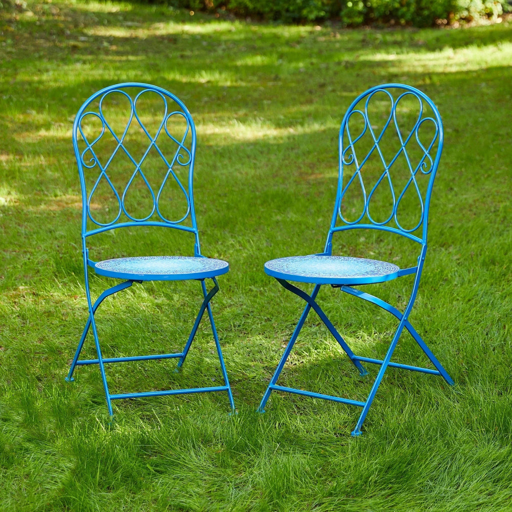 Glitzhome Klappbares Bistro-Set aus Metall für den Außenbereich, 3-teilig, Terrassentisch und Stühle