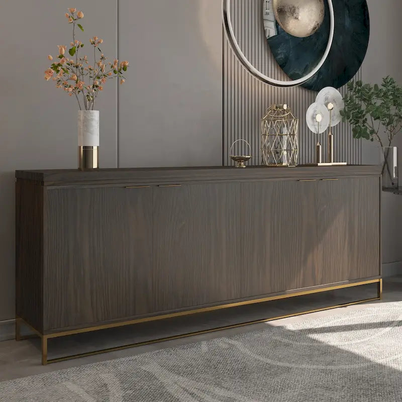 Clihome Möbel-Akzentschrank aus Holz mit 4 Türen