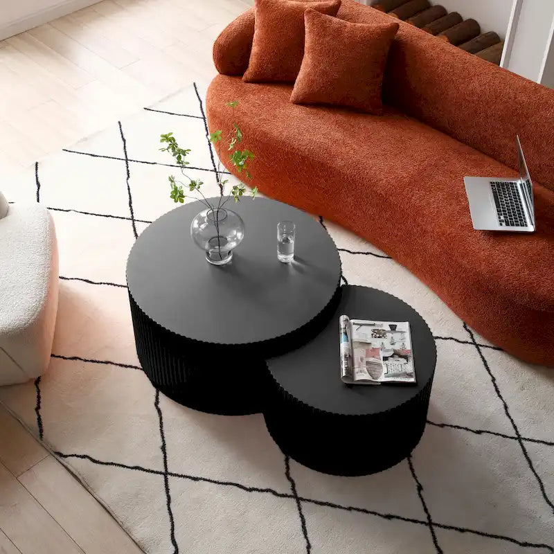 Modernes, glamouröses rundes Satztisch-Set für das Wohnzimmer (2-tlg.), nicht montiert