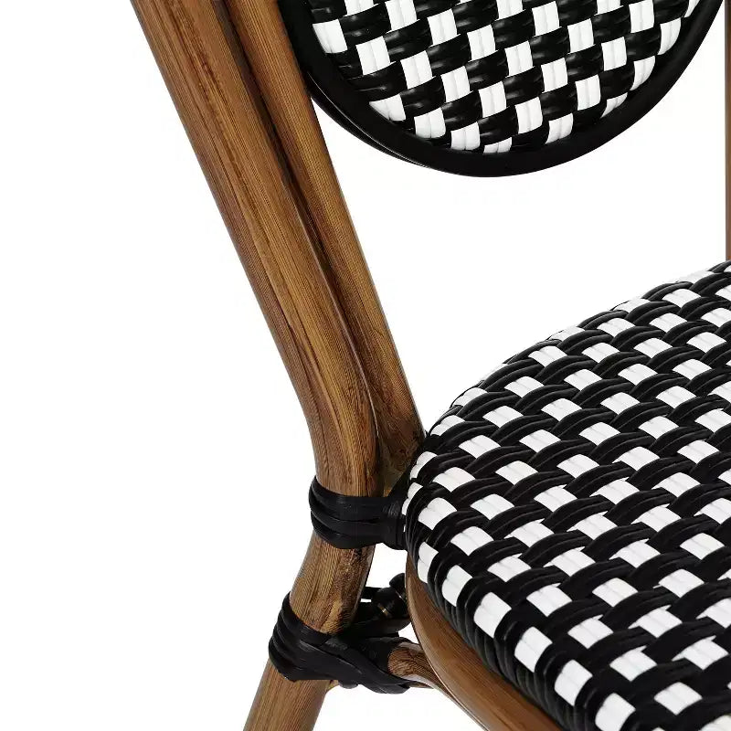 Flash Furniture Lourdes stapelbarer Thonet-Bistrostuhl für den gewerblichen Innen- und Außenbereich, PE-Rattan und Aluminiumgestell