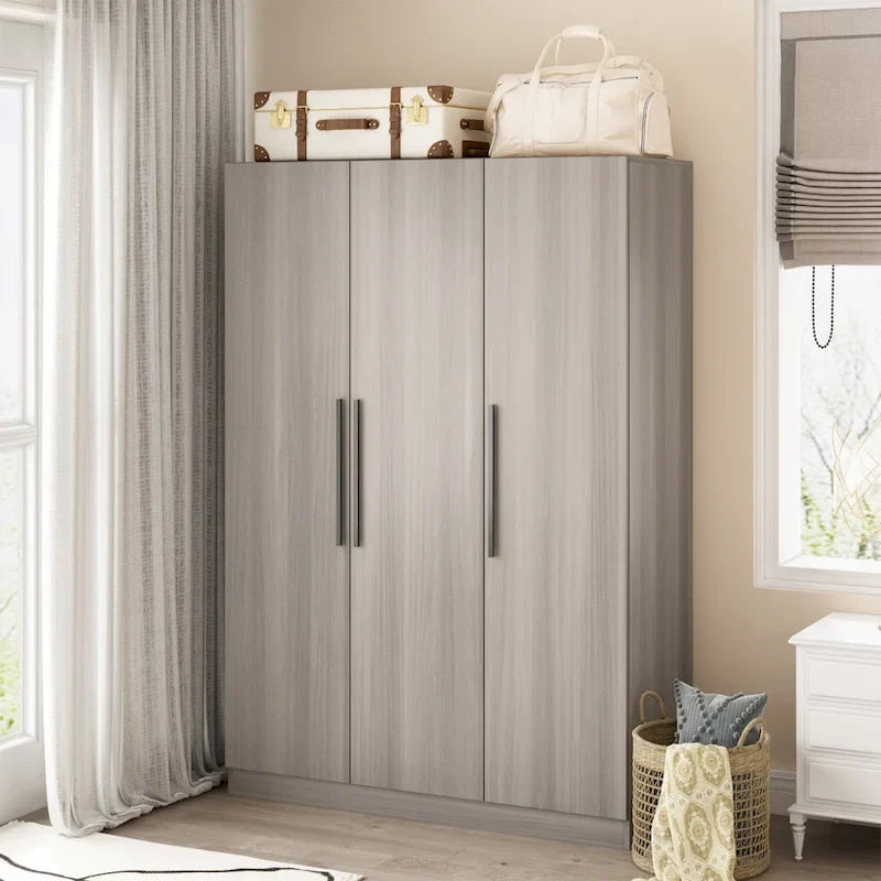 Timechee 47,2 Kleiderschrank Massivholzgriffe Weiß