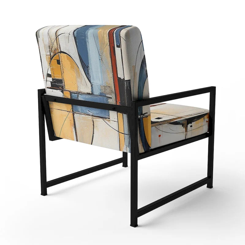 Designart Colorful Mid Century Abstract Fusion I Polsterter Mid-Century Akzentsessel und Mid-Century Modern Sessel