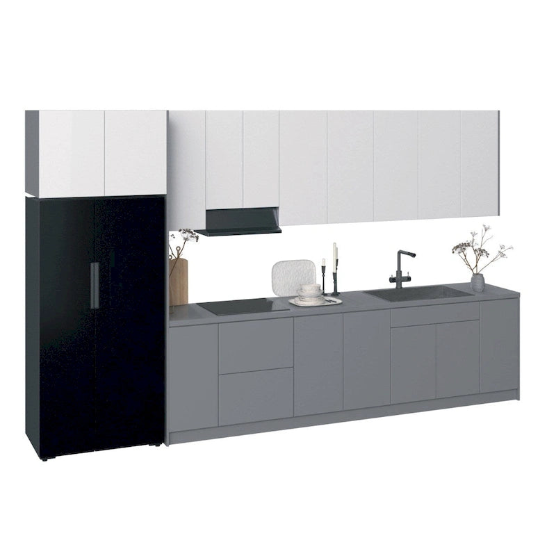 Küche Timeless Kollektion Grau & Weiß Hochglanz Farbbasis Größe 13Ft Breite - 157x24