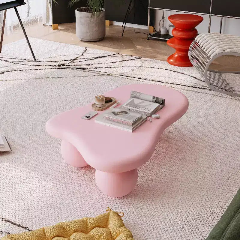 Rosa wolkenförmiger Couchtisch mit Kugelbeinen, für 1 Person