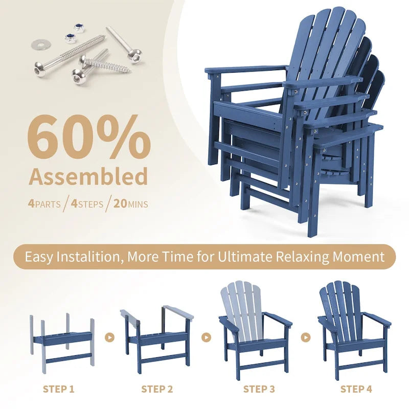 Vrakae 6er-Set stapelbarer Adirondack-Gartenstühle aus HDPE für jedes Wetter