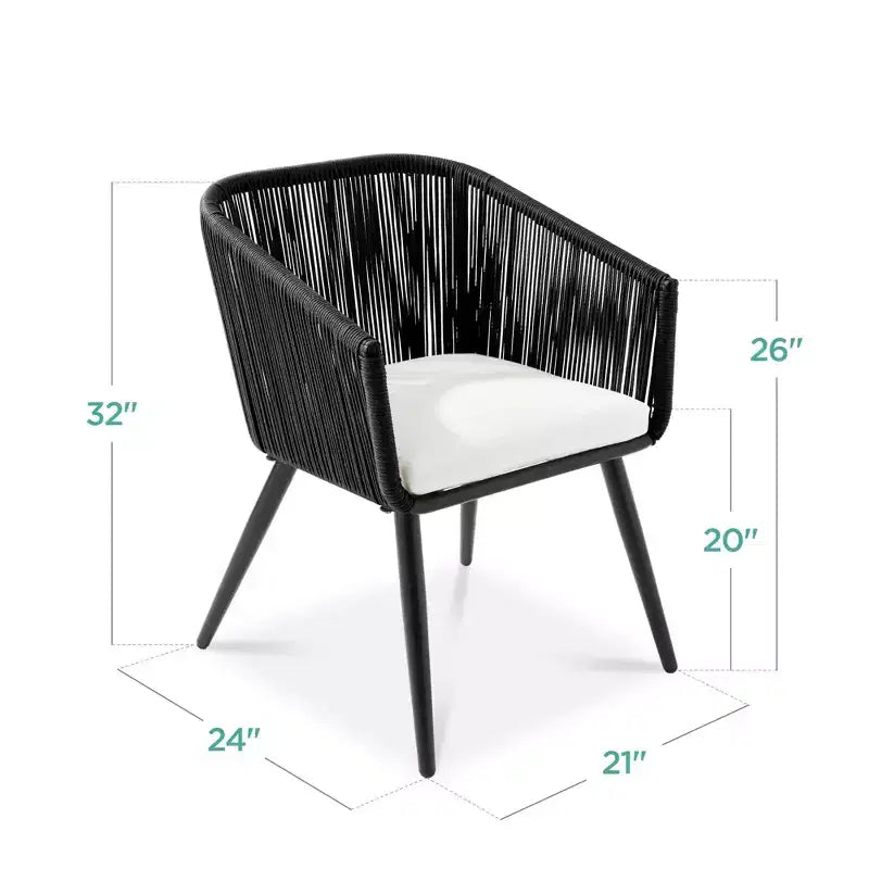 Best Choice Products Set aus 2 Outdoor-Esszimmerstühlen für die Terrasse, Sitzfläche aus geflochtenem Korbgeflecht, Belastbarkeit: 113 kg