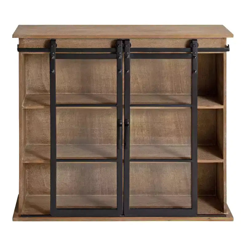 30 x 28 Barnhardt Dekorativer Wandhängeschrank aus Holz mit 2 Glasschiebetüren, Rustikales Braun - Kate & Laurel All Things Decor: Metallrahmen