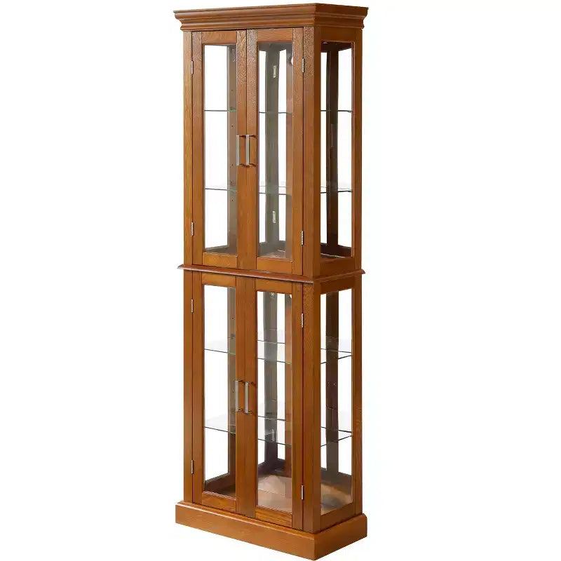 Vitrine, Wohnvitrine mit 6 verstellbaren Einlegeböden und Türen aus gehärtetem Glas, hoher Schrank für Wohnzimmer, Schlafzimmer