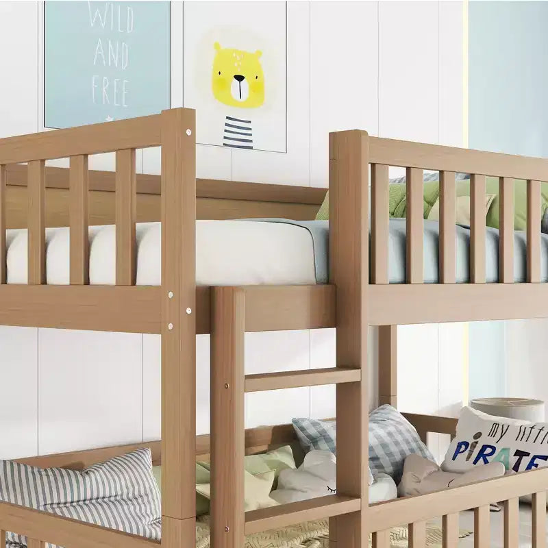 Dreistöckiges Etagenbett für Kinder, abnehmbares Etagenbett mit drei Einzelbetten, Leiter und Absturzsicherung, in 3 separate Betten zerlegbar
