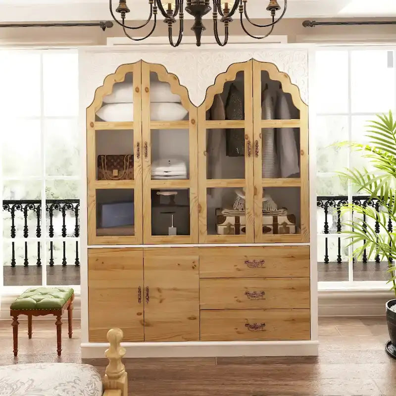 Vintage-inspiriertes zweiteiliges Kleiderschrank-Set mit Metallakzenten