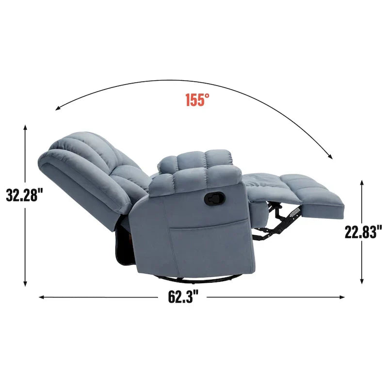 Lazy Boy Schwenk- und Schaukel-Polstersessel, großer manueller Gleitsessel mit Kissen-Armlehnen und gepolsterter Rückenlehne