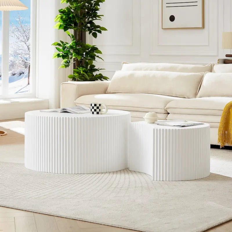 Modernes, glamouröses rundes Satztisch-Set für das Wohnzimmer (2-tlg.), nicht montiert