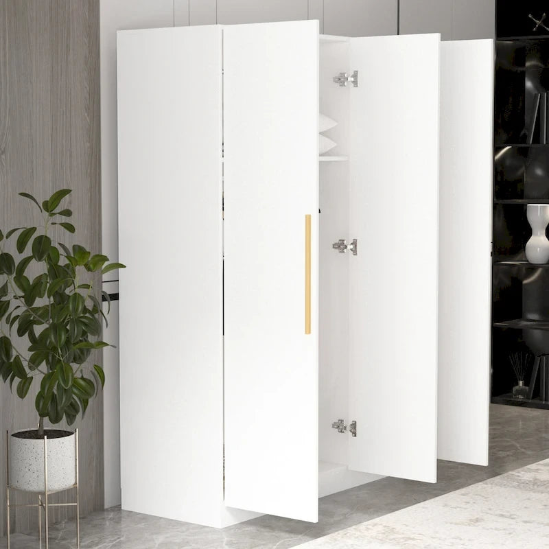 Timechee 47,2 Kleiderschrank Massivholzgriffe Weiß