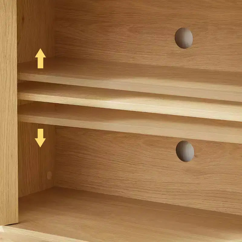 JVNOXK Sideboard-Aufbewahrungsschrank TV-Ständer mit Wellenmuster Buffet-Schrank Holzschrank mit vertikalen Streifen für Küche/Schlafzimmer/Flur. Natur