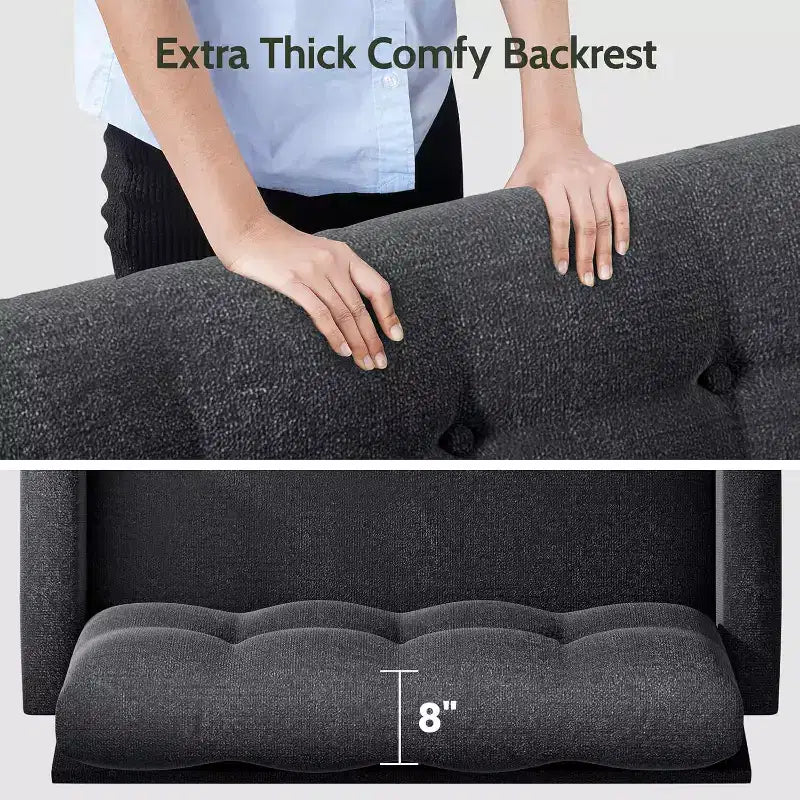Dyonery 2-Sitzer-Sofa, Zweisitzer-Couch für Büro und kleine Räume, 61 cm tiefe Sitzfläche, FSC-zertifizierter Massivholzrahmen, werkzeugloser Aufbau