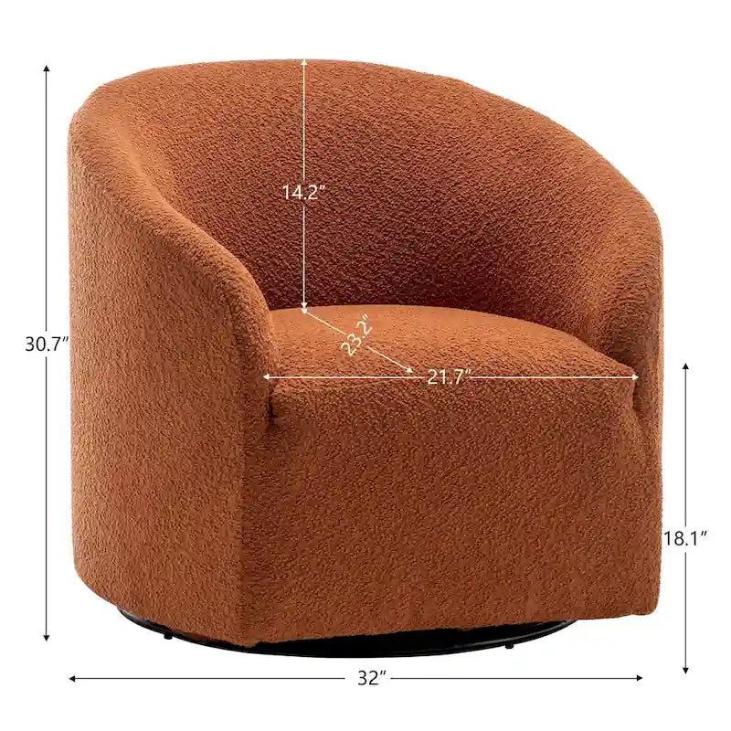 KINWELL 32 W Bouclé-gepolsterter drehbarer Fasssessel (2er-Set)