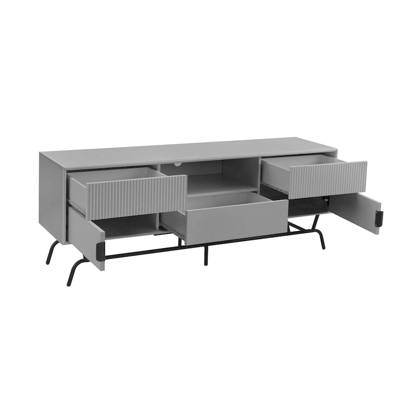 DH BASIC Modern 60-Zoll-TV-Lowboard mit 3 Schubladen und Kabeldurchführung von Denhour