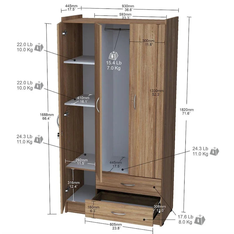Hoher Schrank/Kleiderschrank von Inval