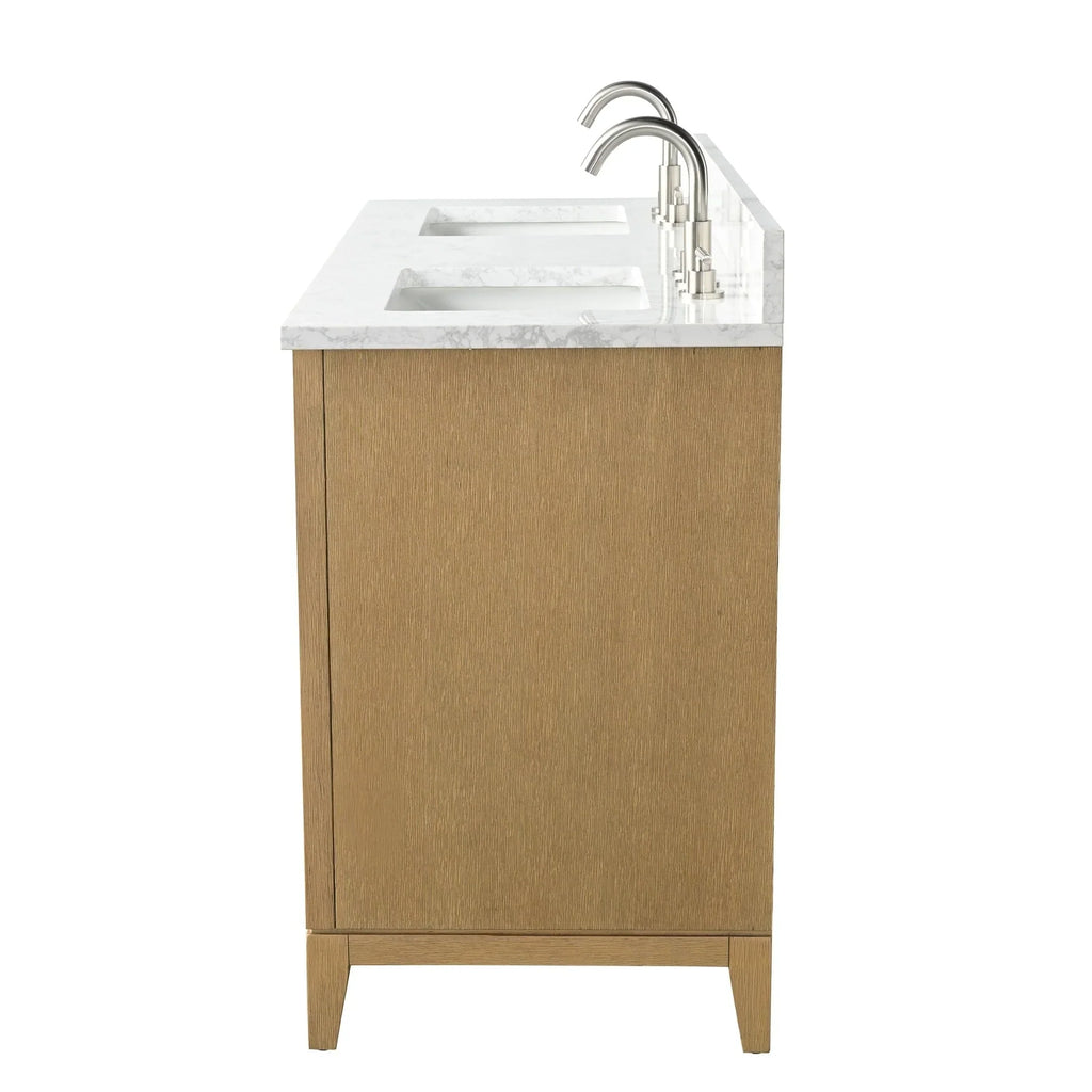 Vanity Art Badezimmerschrank mit Keramikwaschbecken und Platte aus technischem Marmor