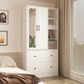 Kleiderschrank mit Spiegel, verstellbarer Kleiderstange und platzsparendem Design