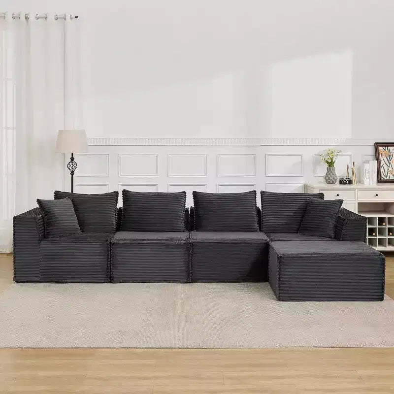 107/ 137 modulares Cloud-Sofa-Element, tiefes, rahmenloses Sofa, wandelbares, bequemes Bodensofa mit Hockern und Memory-Schaumstoff