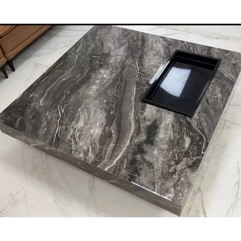 Quadratischer Couchtisch aus Sinterstein im Light-Luxury-Stil