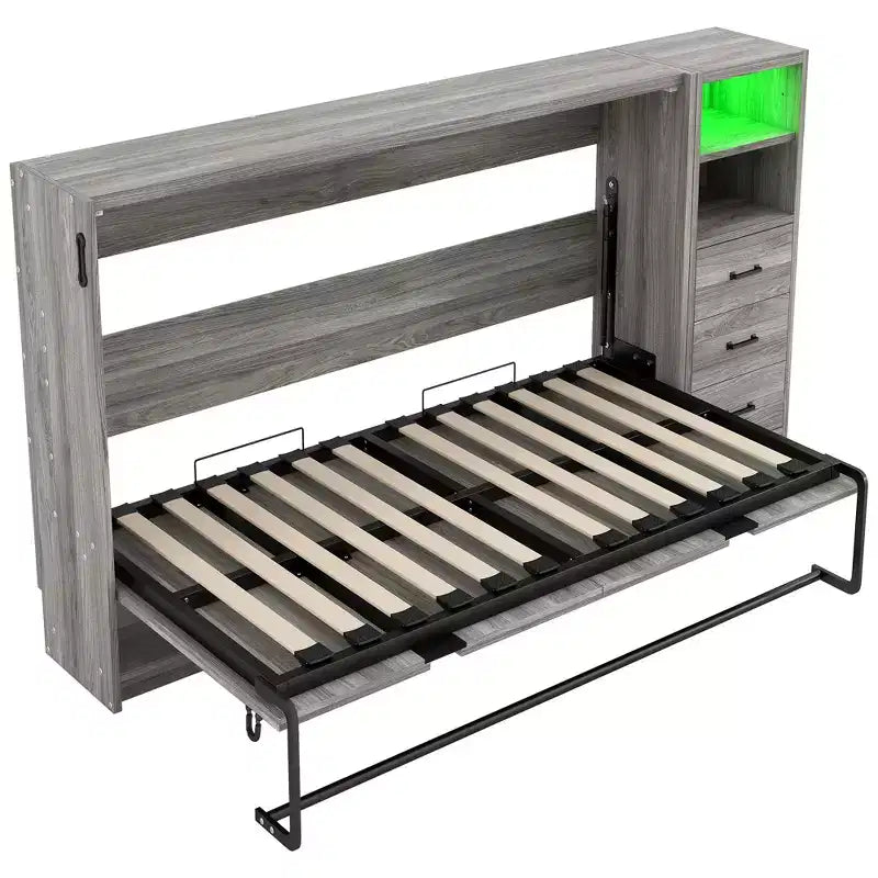 GDFStudio Bennett Murphy-Bett aus Metall und Holz, zusammenklappbar zum Schrank