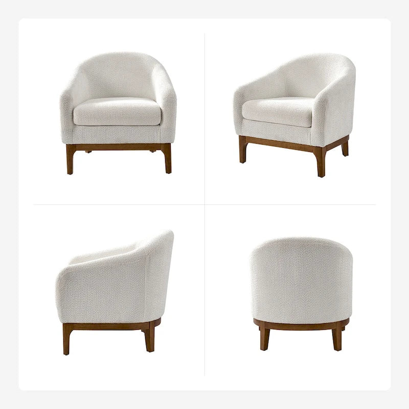 Augus Moderner Bouclé-Akzent-Tonsessel mit Beinen aus Massivholz von HULALA HOME