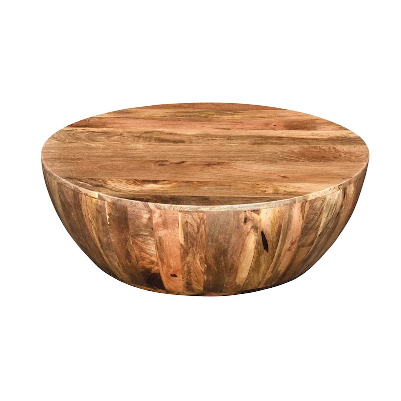 Arthur Couchtisch aus Mangoholz, rund, Dunkelbraun