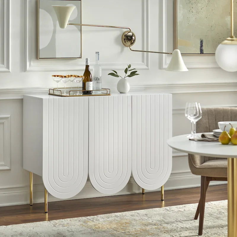 Mid-Century Modern Anrichte mit 3 Türen und Wellenmuster