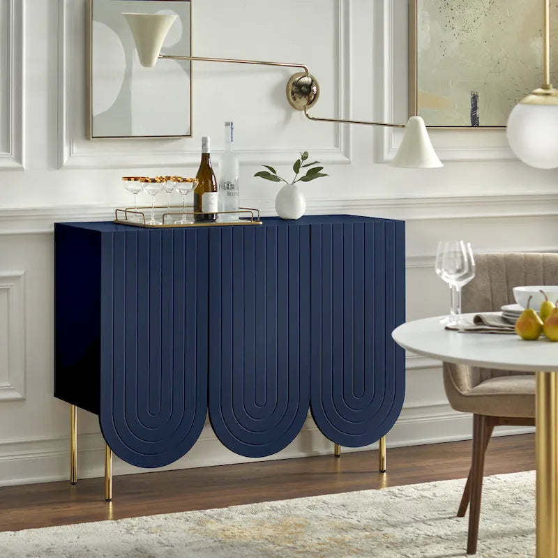 Mid-Century Modern Anrichte mit 3 Türen und Wellenmuster