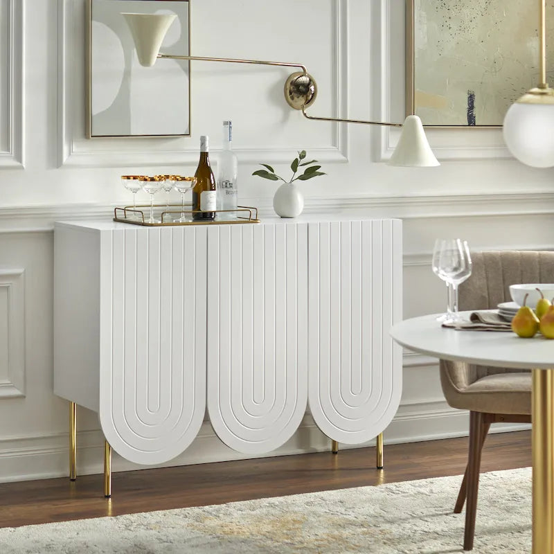 Mid-Century Modern Anrichte mit 3 Türen und Wellenmuster