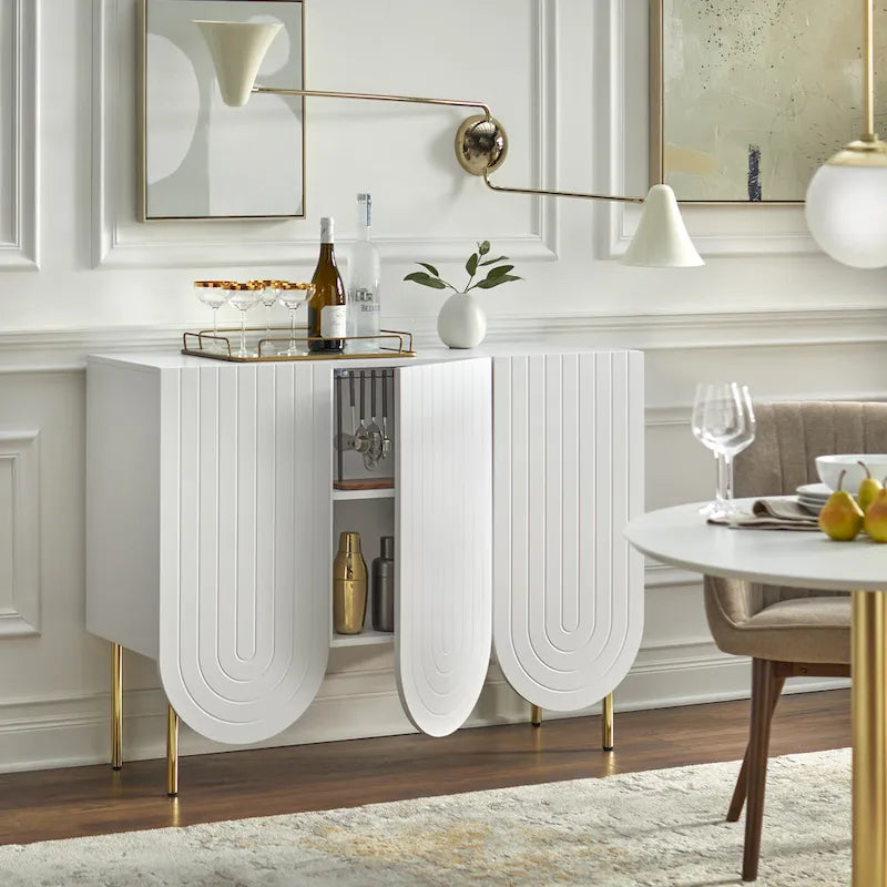 Mid-Century Modern Anrichte mit 3 Türen und Wellenmuster
