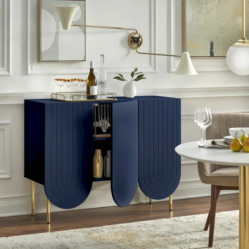 Mid-Century Modern Anrichte mit 3 Türen und Wellenmuster