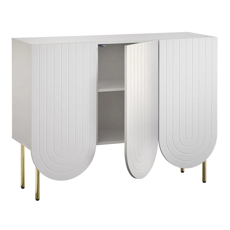 Mid-Century Modern Anrichte mit 3 Türen und Wellenmuster