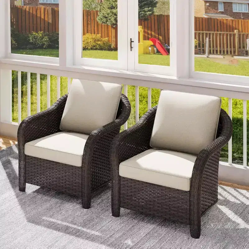 UPTIOT 2-Sitzer Outdoor-Rattansessel mit Auflagen
