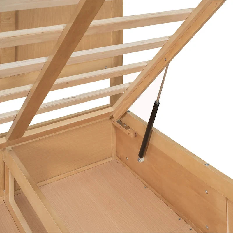 Holz-Plattformbett mit Stauraum und 2 Schubladen