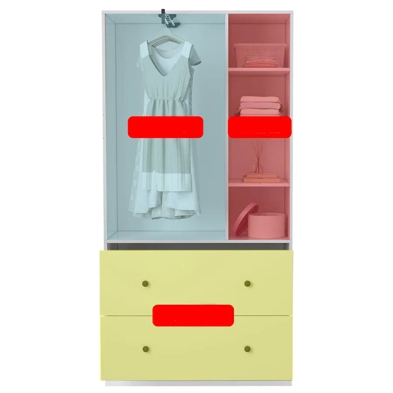 Kleiderschrank mit Spiegel, verstellbarer Kleiderstange und platzsparendem Design